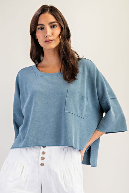 Mineral Washed Cropped Short Sleeve Top