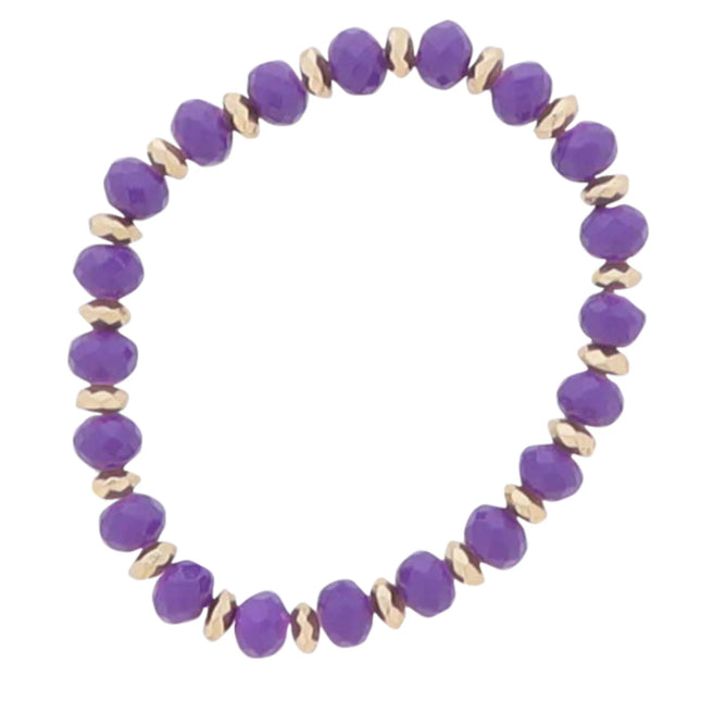 Purple/Gold Faceted Beaded Bracelet