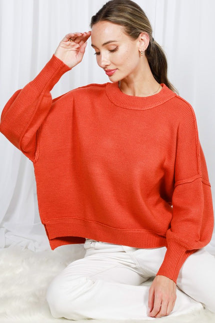 Long Balloon Sleeve Sweater Top