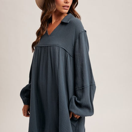 Collar Baby Doll Cotton Dress