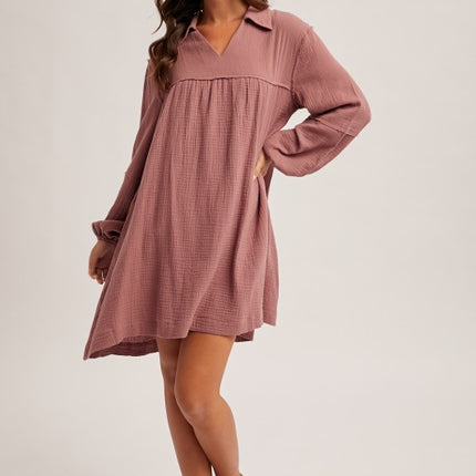 Collar Baby Doll Cotton Dress