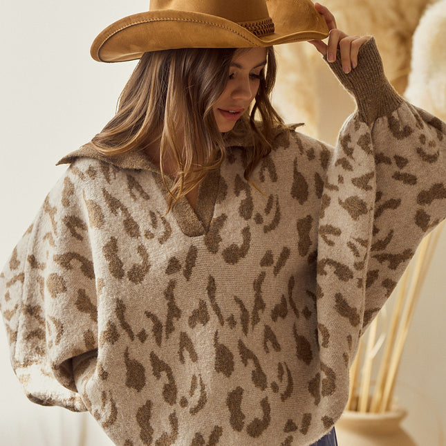 Sailor Leopard Balloon Wrist Sweater