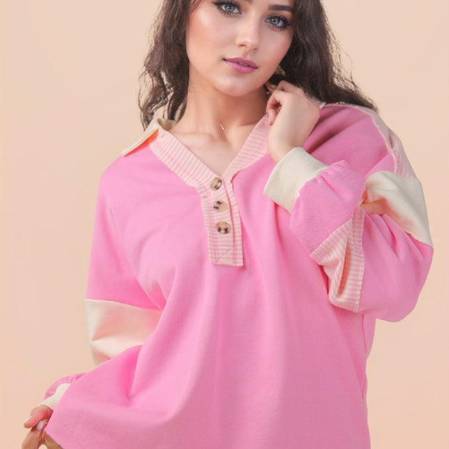 Colorblock Oversized Casual Knit Top