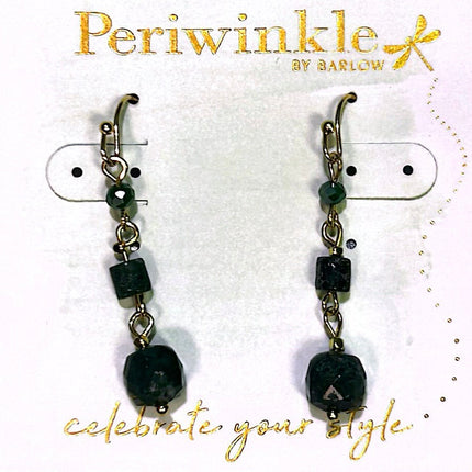 Periwinkle Tri Bead Drop Earrings