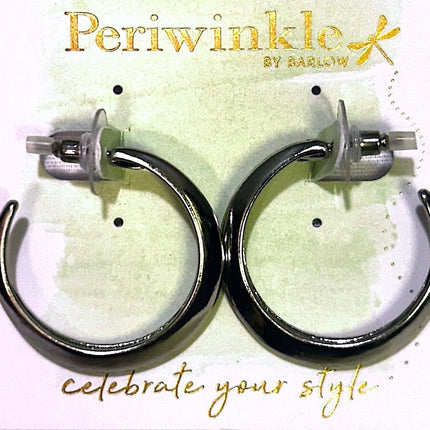 Periwinkle Earrings Silver Hoop