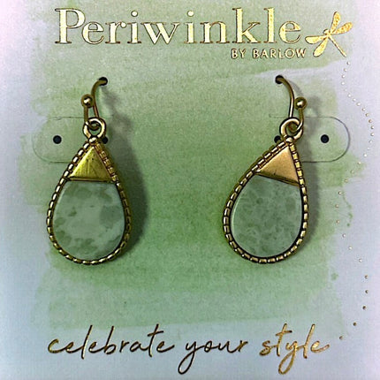 Periwinkle Earrings Teardrop Center Stone