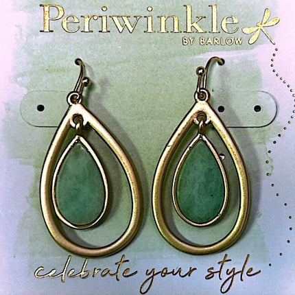 Periwinkle Earrings Double Teardrop w/Stone