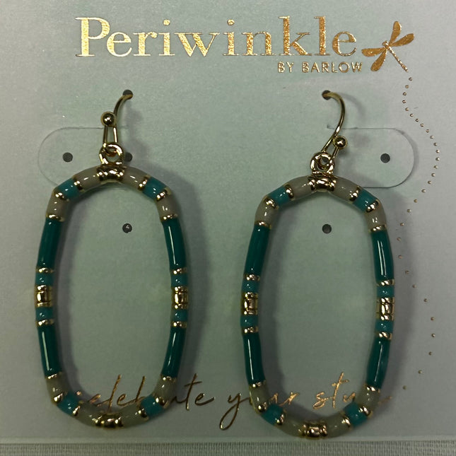 Earrings Oval Colorblock Enamel Drop