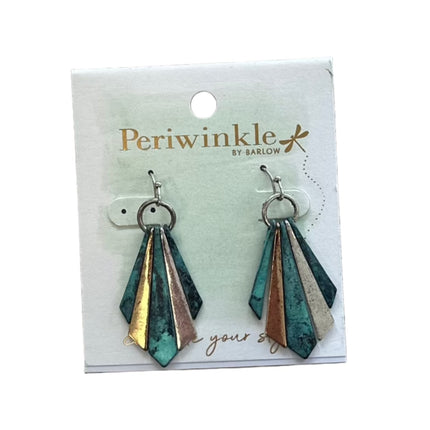 Periwinkle Silver Gold and Turquoise Triangular Dangles