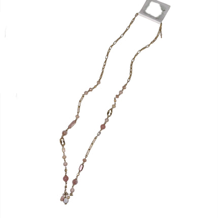 Periwinkle Gold and Pink Stone Long Necklace