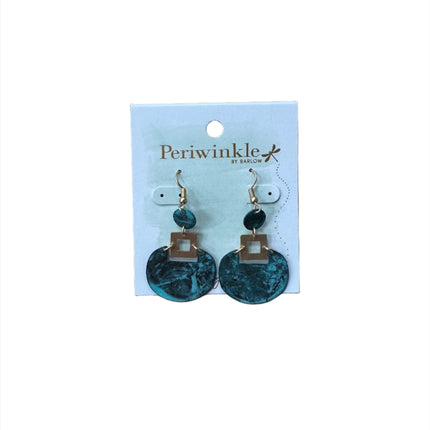 Periwinkle Blue Marble And Gold Earrings