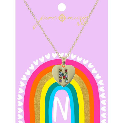 Jane Marie Kids Multi Color Crystal Initial Necklace