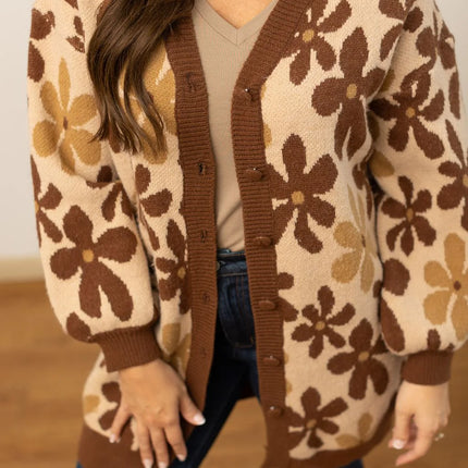 Southern Grace: Brown Floral Cardigan