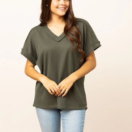 Southern Grace- Waffle Knit Top