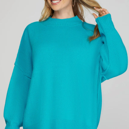 Drop Shoulder Oversized Mock Sweater