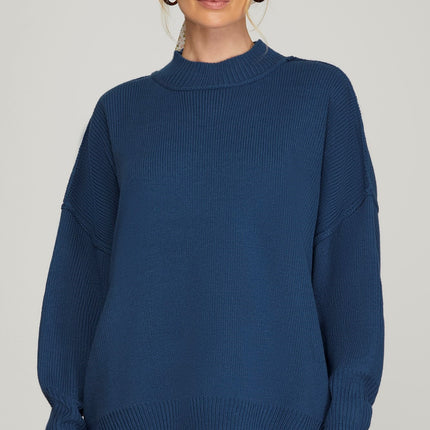 Drop Shoulder Oversized Mock Sweater