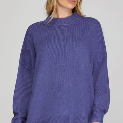 Drop Shoulder Oversized Mock Sweater