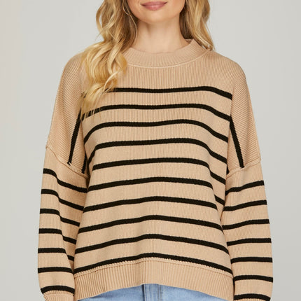 Long Sleeve Striped Pullover Sweater