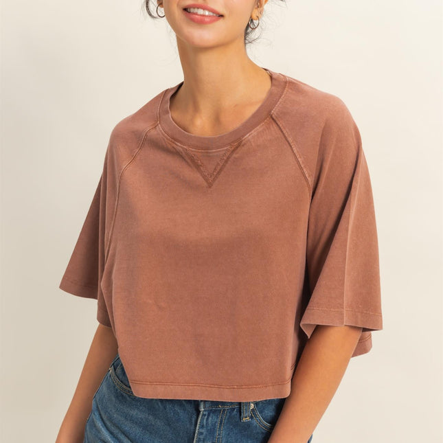 Short Sleeve Mineral Washed Cropped Tee