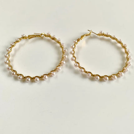 Pearl Woven Hoop Jane Marie Earrings