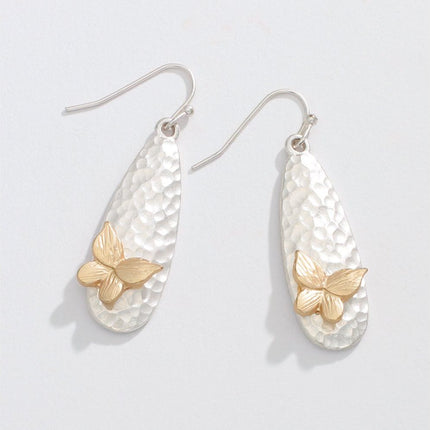 Periwinkle Two Tone Hammer Butterfly Earrings