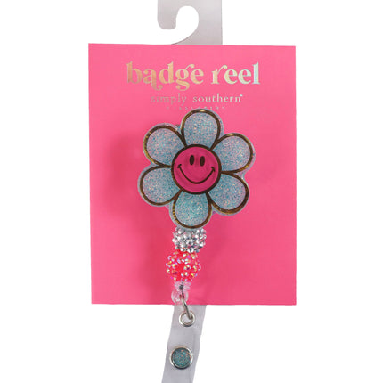 Simply Southern Badge Reel Flower Smile