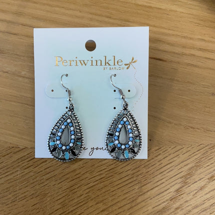 Periwinkle Blue & Neutral Open Drops Earrings