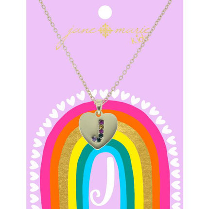 Jane Marie Kids Multi Color Crystal Initial Necklace