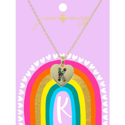 Jane Marie Kids Multi Color Crystal Initial Necklace