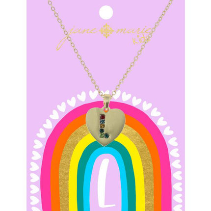 Jane Marie Kids Multi Color Crystal Initial Necklace