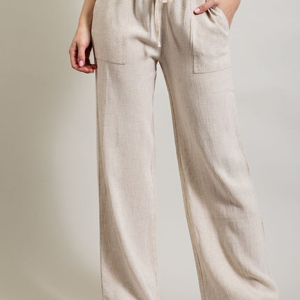 American Fit Vintage Washed Linen Pants With Pockets