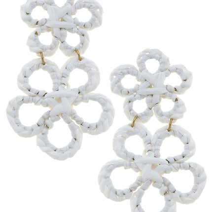 Canvas Tahiti Raffia Statement Earrings in White