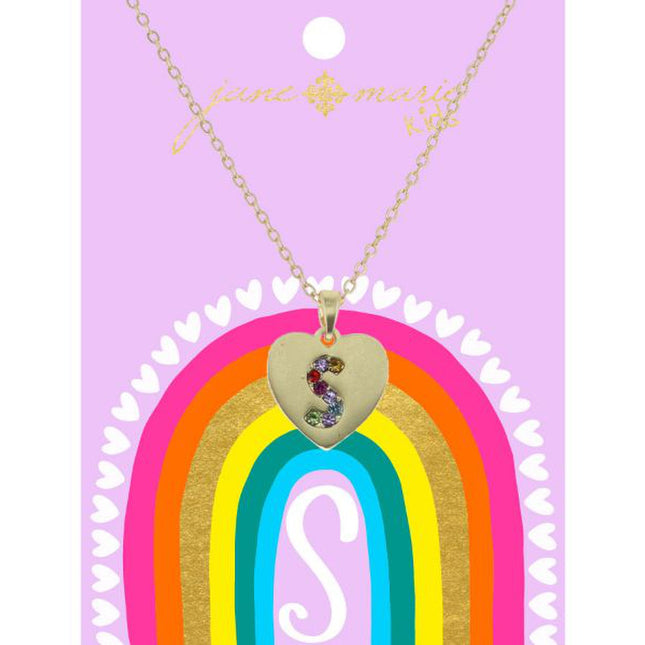 Kids Multi Color Crystal Initial Necklace